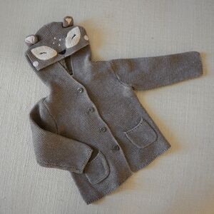 Adorable Brown Animal Hoodie Cardigan